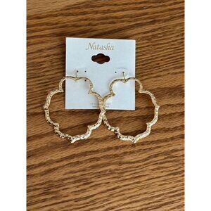 Gold-Tone Natasha Textured Open Hoop Earrings For Women NWT
